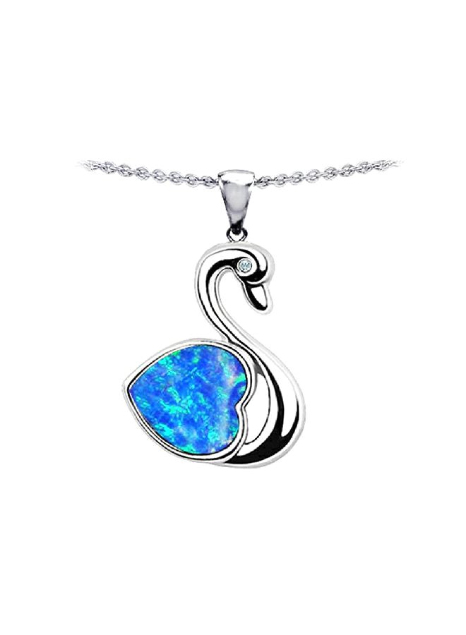 ستارك قلادة بدلاية من الفضة الإسترليني مرصعة بحجر الأوبال على شكل بجعة - Image 1