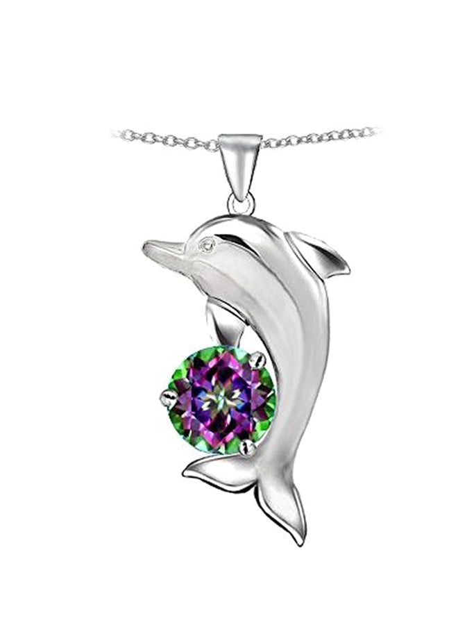 ستارك قلادة بدلاية من الفضة الإسترلينية عيار 925 مرصعة بكوارتز بألوان قوس قزح - Image 1