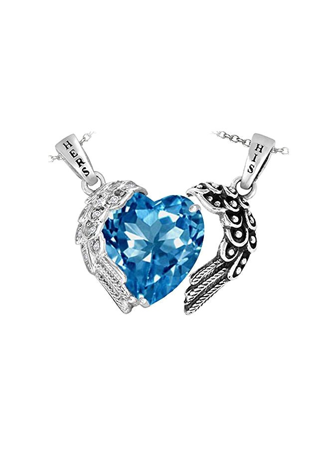 Stark 2-Piece Sterling Silver Topaz Studded Pendant Necklace - Image 1