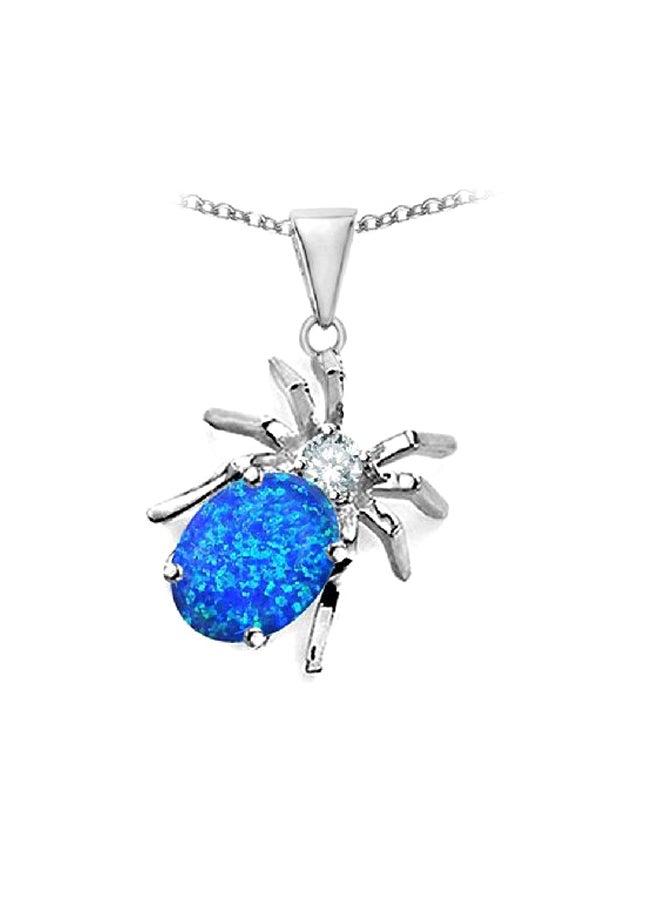 ستارك قلادة بدلاية على شكل عنكبوت مرصعة بالياقوت الأزرق مصنوعة من الفضة الإسترليني عيار 925 - Image 1