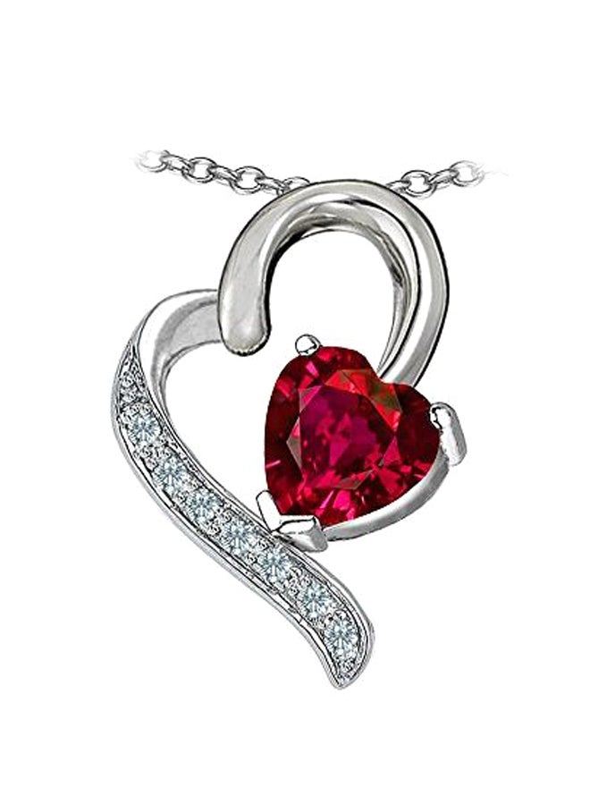 ستارك قلادة بدلاية على شكل قلب مصنوعة من الفضة الإسترليني عيار 925 ومزينة بحجر الياقوت الأحمر ومرصعة بالزركونيا المكعبة - Image 1