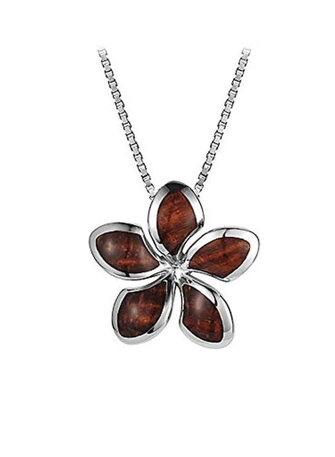 Tropical USA 925 Sterling Silver Plumeria Pendant Necklace  - Image 1