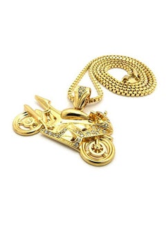 Bitter Sweet Store Gold Plated Cubic Zirconia Studded Motorcycle Pendant Necklace  - Image 2