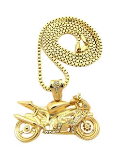 Bitter Sweet Store Gold Plated Cubic Zirconia Studded Motorcycle Pendant Necklace  - Image 1
