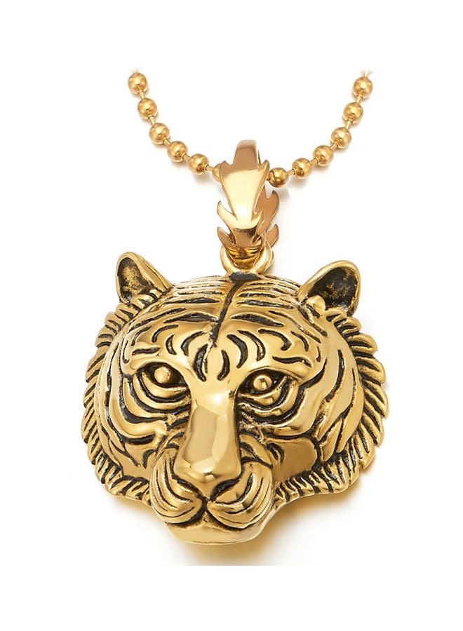 COOLSTEELANDBEYOND - Stainless Steel Tiger Head Pendant Necklace - Image 1