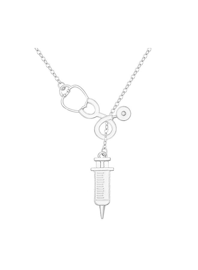 MANZHEN Stethoscope Syringe Pendant Necklace - Image 1