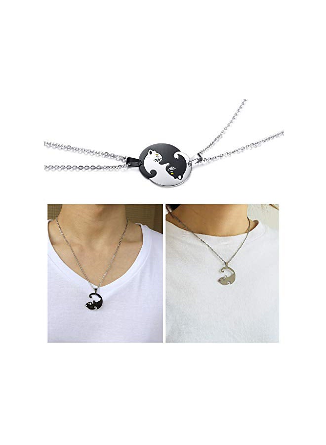 LAFATINA - 2-Piece Stainless Steel Cat Pendant Necklace Set - Image 1