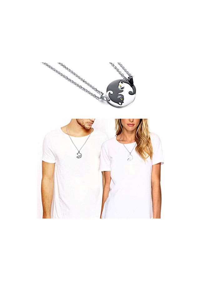 LAFATINA - 2-Piece Stainless Steel Cat Pendant Necklace Set - Image 1