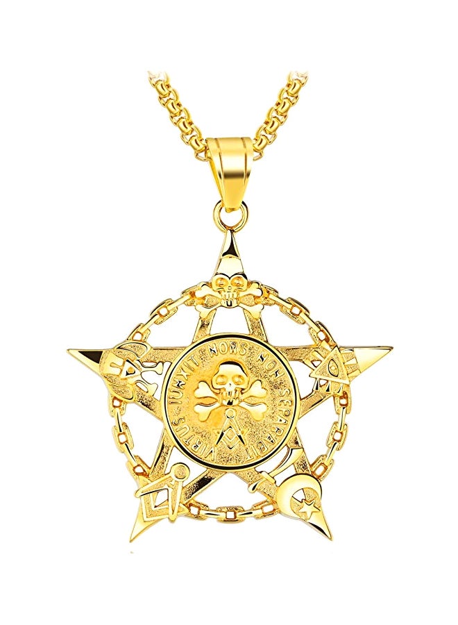 LineAve Stainless Steel Pirate Skull Pendant Necklace - Image 1