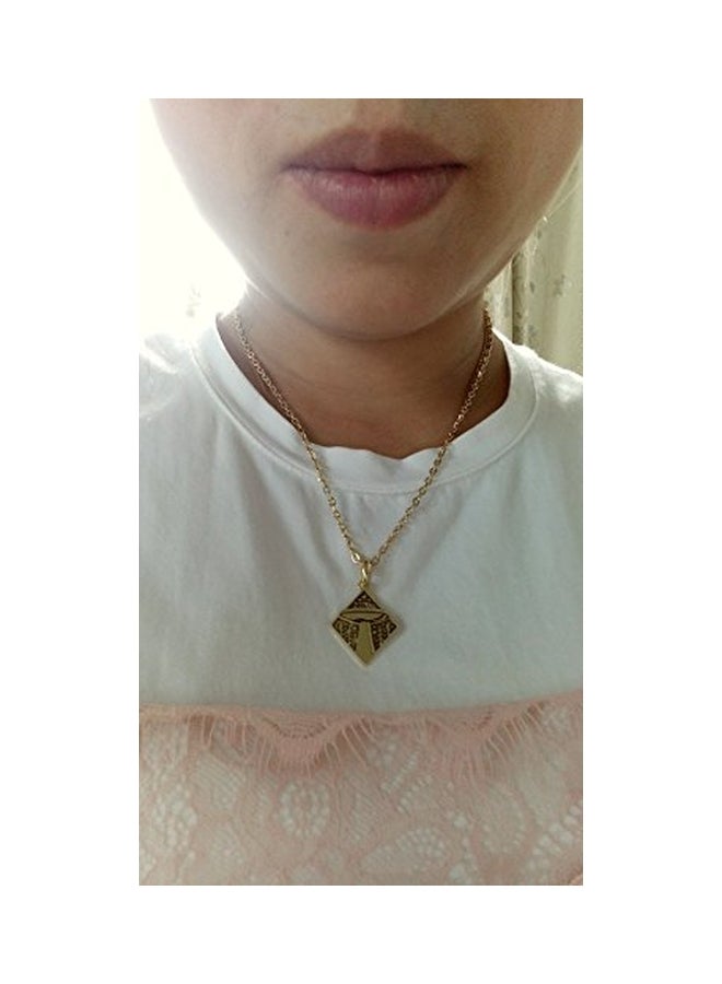 SENFAI 10 Karat Gold Plated Copper Spacecraft UFO Pendant Necklace - Image 3