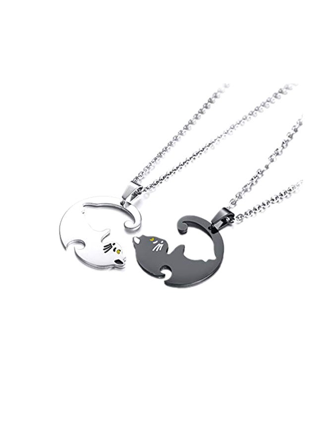 LAFATINA - 2-Piece Stainless Steel Cat Pendant Necklace Set - Image 1