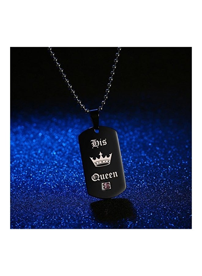Uloveido Titanium His Queen And Her KIng Couple Pendant Necklace Set - Image 3