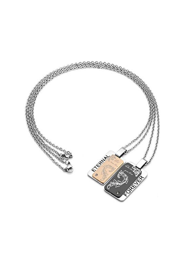 PiercingJ - 2-Piece Army Tag Stainless Steel Couple Pendant Necklace Set - Image 1