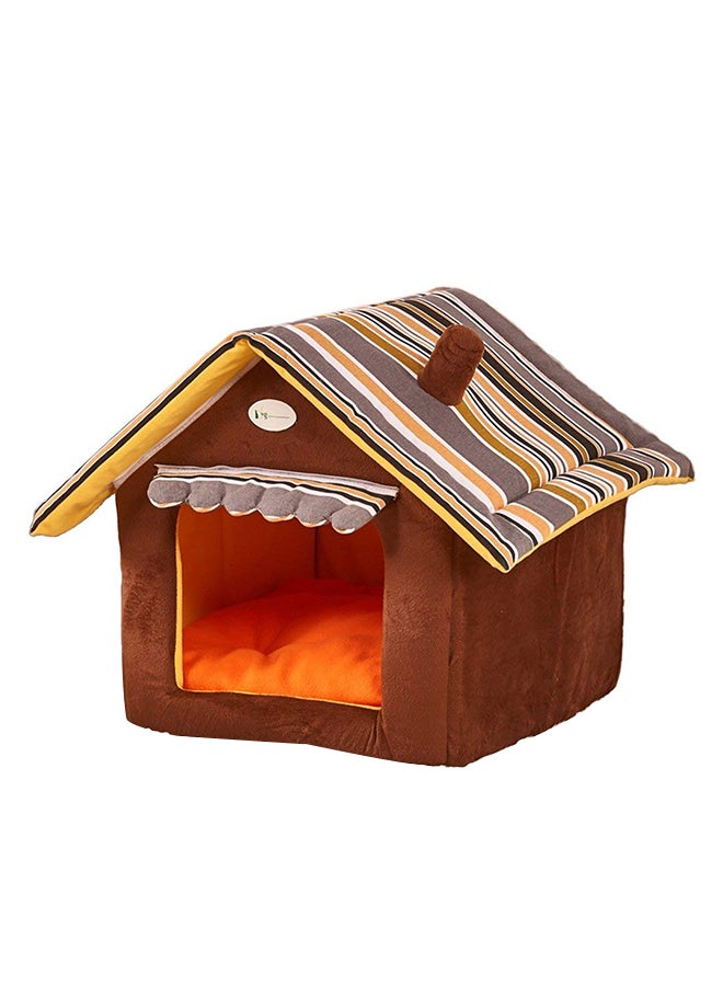 Home Shape Dog Bed Brown/Yellow/White - Image 1