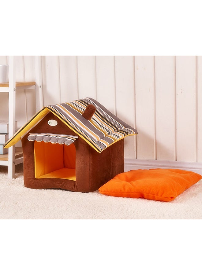 Home Shape Dog Bed Brown/Yellow/White - Image 3