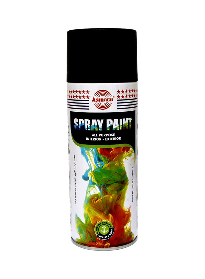 Asmaco - Quick Drying Smooth Finish Premium Quality Durable High-Gloss Spray Paint Black 400ml - Image 1