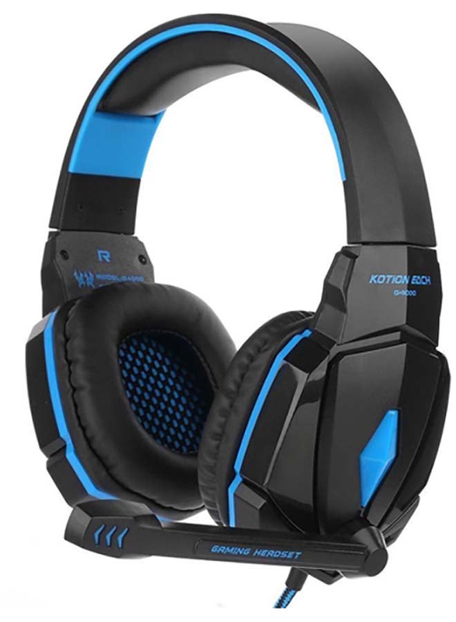 KOTION EACH - Over-Ear Pro Gaming Stereo Headset With Microphone Blue/Black - Image 1