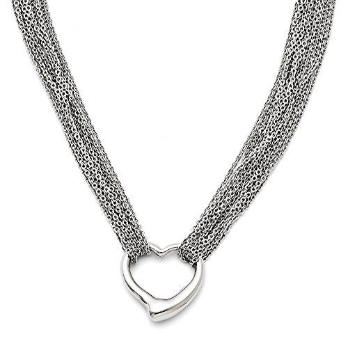 FB Jewels Stainless Steel  Multi Strand Polished Heart Toggle Pendant Necklace - Image 3