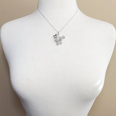 Brass  Moving Legs Glitzy Posh Poodle Pendant Necklace