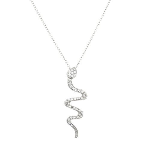 Lux Accessories - Brass Snake Pave Pendant Necklace - Image 1