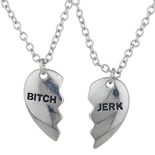 Lux Accessories Brass  Friendship Broken Heart Engraved Pendant Necklace - Image 1