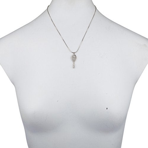 Lux Accessories - Brass Tennis Racket Pendant Necklace - Image 1