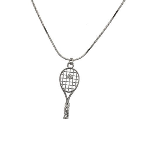 Lux Accessories - Brass Tennis Racket Pendant Necklace - Image 1