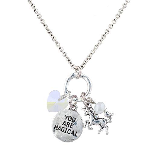 Lux Accessories Brass  R Charm Unicorn Pendant Necklace - Image 1