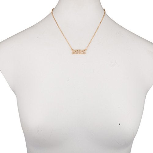 Lux Accessories - Brass  MRS Pave Pendant Necklace - Image 1