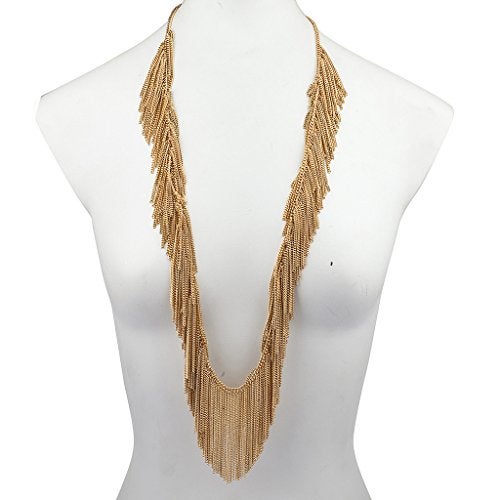 Lux Accessories Brass Long Bib Necklace  - Image 1