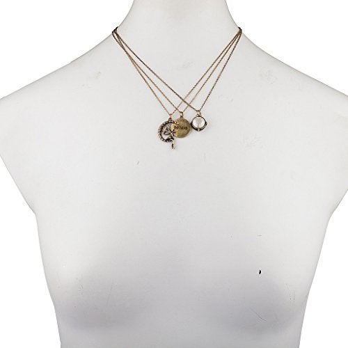 Lux Accessories - Brass  Fairy Crescent Moon Pendant Necklace - Image 1