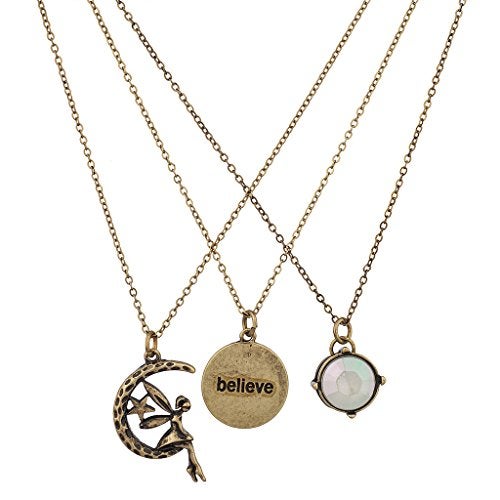 Lux Accessories - Brass  Fairy Crescent Moon Pendant Necklace - Image 1