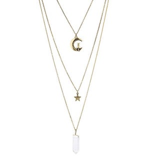 Brass  Quartz Cat Moon Quartz Multi-Strand Necklace - v1552120811/N21643646A_1