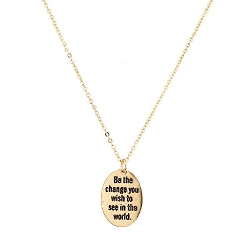 Lux Accessories Brass Be The Change You Wish To See In The World Pendant Necklace - Image 3