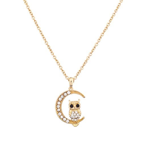 Lux Accessories Brass  Pave Owl Pendant Necklace - Image 3