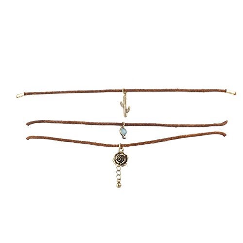 Lux Accessories Brass  Turquoise Flower Cactus Set Choker Necklace  - Image 1