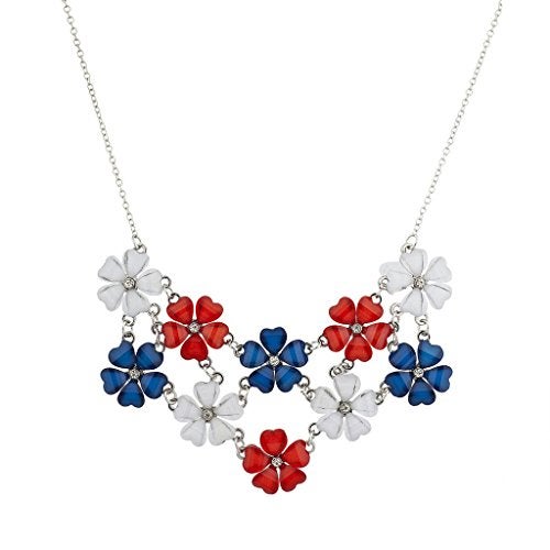 Lux Accessories Brass  Flower Statement Bib Necklace  - Image 3