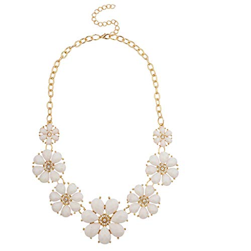 Lux Accessories - Brass  Flower Fashion Bib Necklace - Image 1
