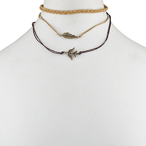 Brass  Leaf Charm Collar Choker Necklace - v1552120861/N21643749A_1