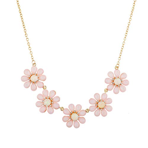 Lux Accessories Brass  R Flower Statement Bib Necklace  - Image 1