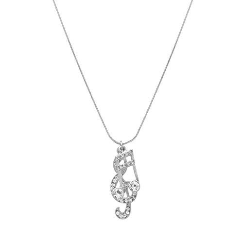 SpinningDaisy - Brass  Crystal Music Notes Pendant Necklace - Image 1