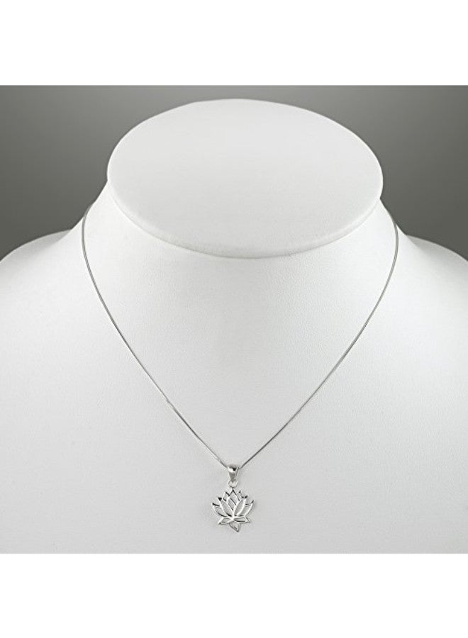 Chuvora 925 Sterling Silver Lotus Flower Pendant Necklace  - Image 2