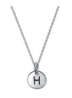 BLING JEWELRY 925 Sterling Silver Petite Letter H Initial Disc Pendant Necklace  - Image 1