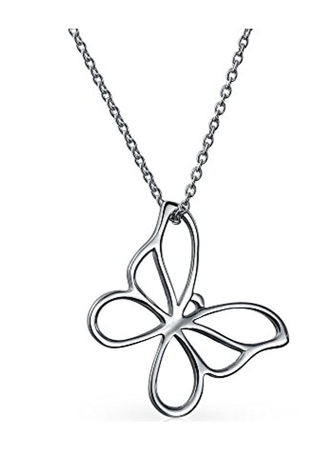 BLING JEWELRY - 925 Sterling Silver Open Butterfly Pendant Necklace - Image 1