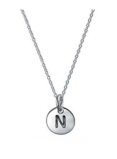 925 Sterling Silver Petite Letter N Pendant Necklace