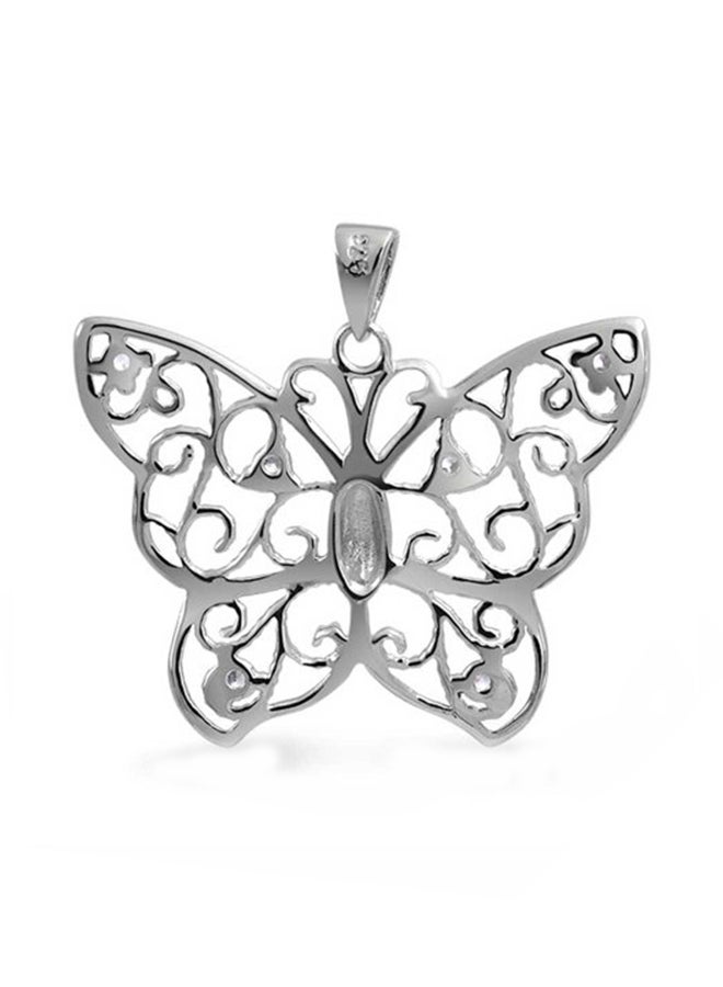 BLING JEWELRY - Rhodium Plated Filigree Butterfly Pendant Necklace - Image 1