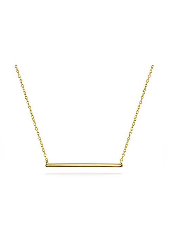 BLING JEWELRY - 925 Sterling Silver Gold Plated Horizontal Bar Pendant Necklace - Image 1