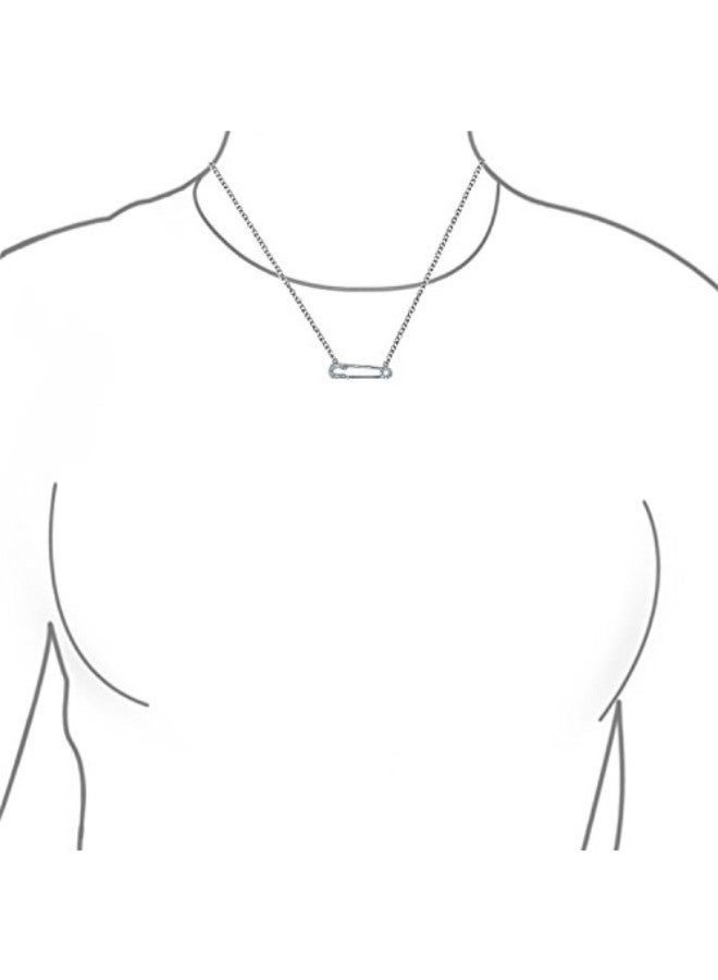 BLING JEWELRY - Rhodium Plated Safety Pin Pendant Necklace - Image 1