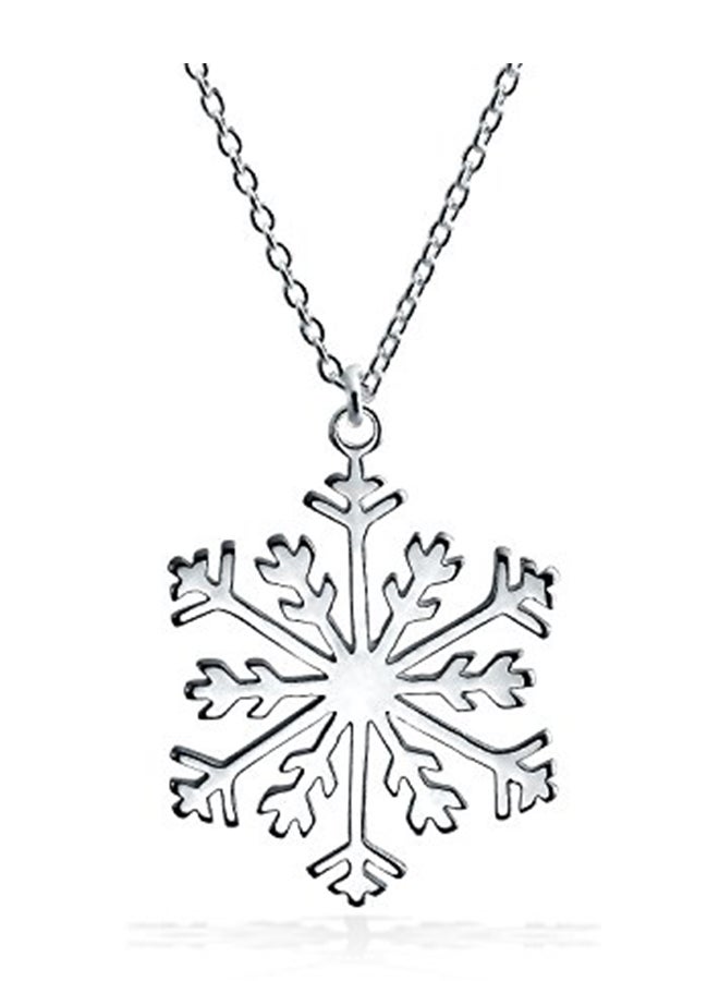 BLING JEWELRY 925 Sterling Silver Snowflake Winter Holoday Pendant Necklace - Image 1
