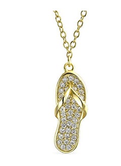 Gold Plated Flip Flop Pendant Necklace